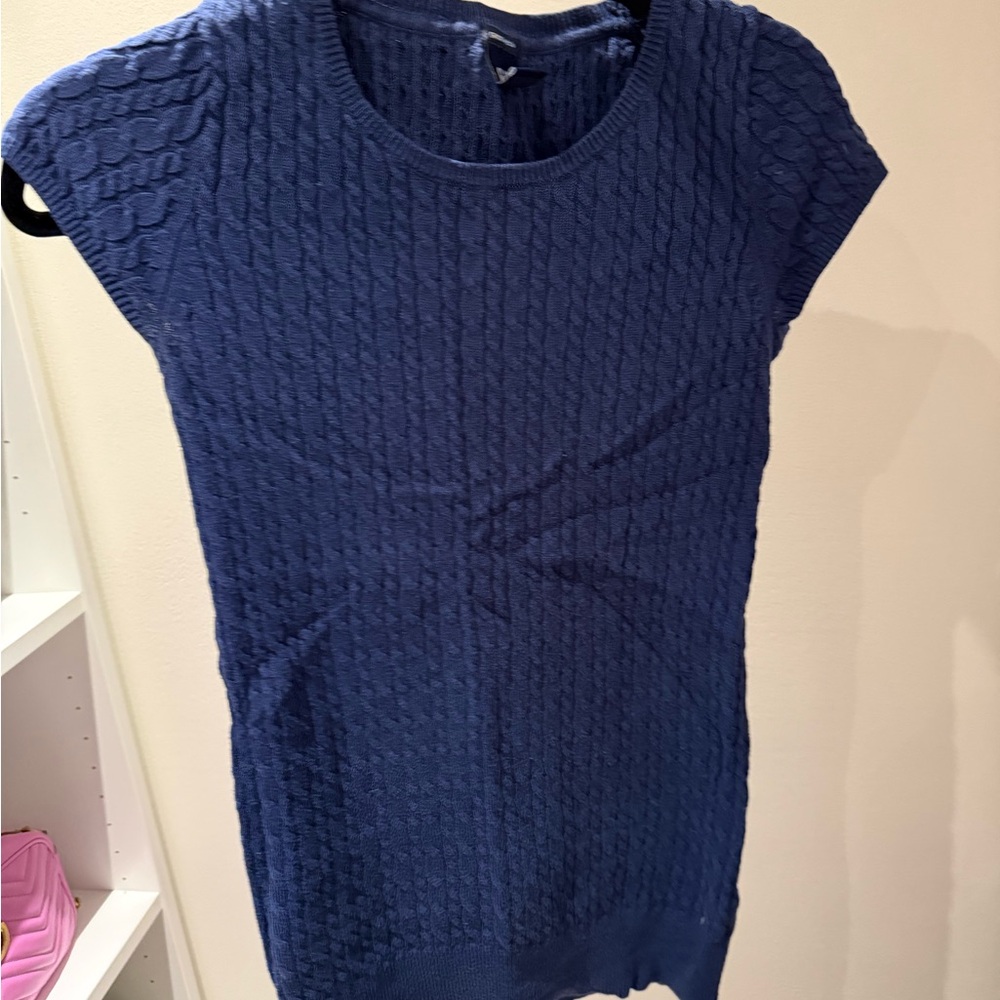 GAP Navy Cable Knit Short Sleeve Top